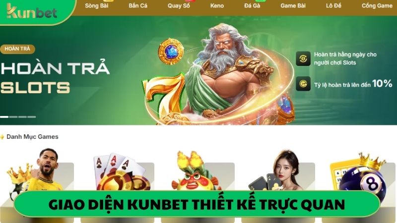 Giao diện KUN BET được thiết kế tối giản, dễ thao tác